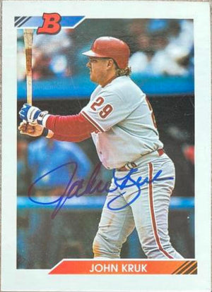 John Kruk Signed 1992 Bowman Baseball Card - Philadelphia Phillies