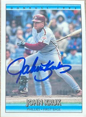 John Kruk Signed 1992 Donruss Baseball Card - Philadelphia Phillies