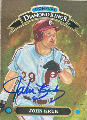 John Kruk Signed 1992 Donruss Diamond Kings Baseball Card - Philadelphia Phillies