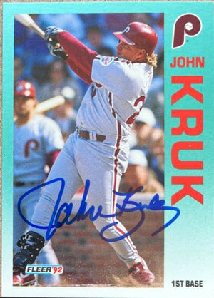 John Kruk Signed 1992 Fleer Baseball Card - Philadelphia Phillies