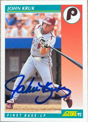 John Kruk Signed 1992 Score Baseball Card - Philadelphia Phillies