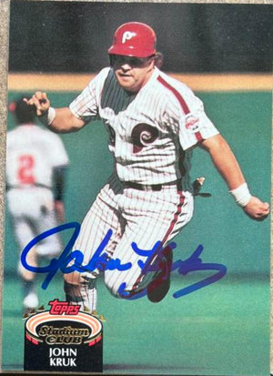 John Kruk Signed 1992 Stadium Club Baseball Card - Philadelphia Phillies