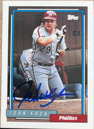 John Kruk Signed 1992 Topps Baseball Card - Philadelphia Phillies