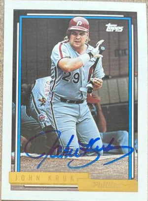 John Kruk Signed 1992 Topps Gold Baseball Card - Philadelphia Phillies