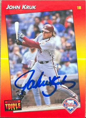 John Kruk Signed 1992 Triple Play Baseball Card - Philadelphia Phillies