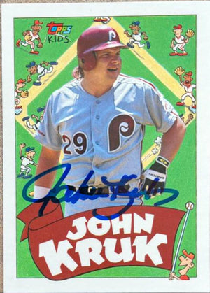 John Kruk Signed 1992 Topps Kids Baseball Card - Philadelphia Phillies