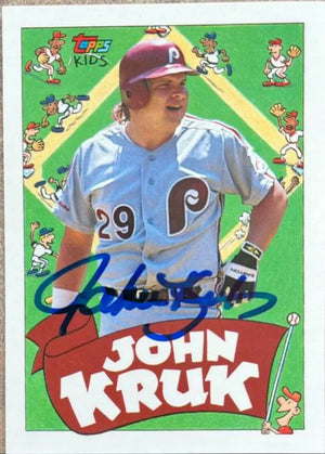 John Kruk Signed 1992 Topps Kids Baseball Card - Philadelphia Phillies