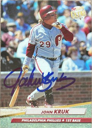 John Kruk Signed 1992 Fleer Ultra Baseball Card - Philadelphia Phillies