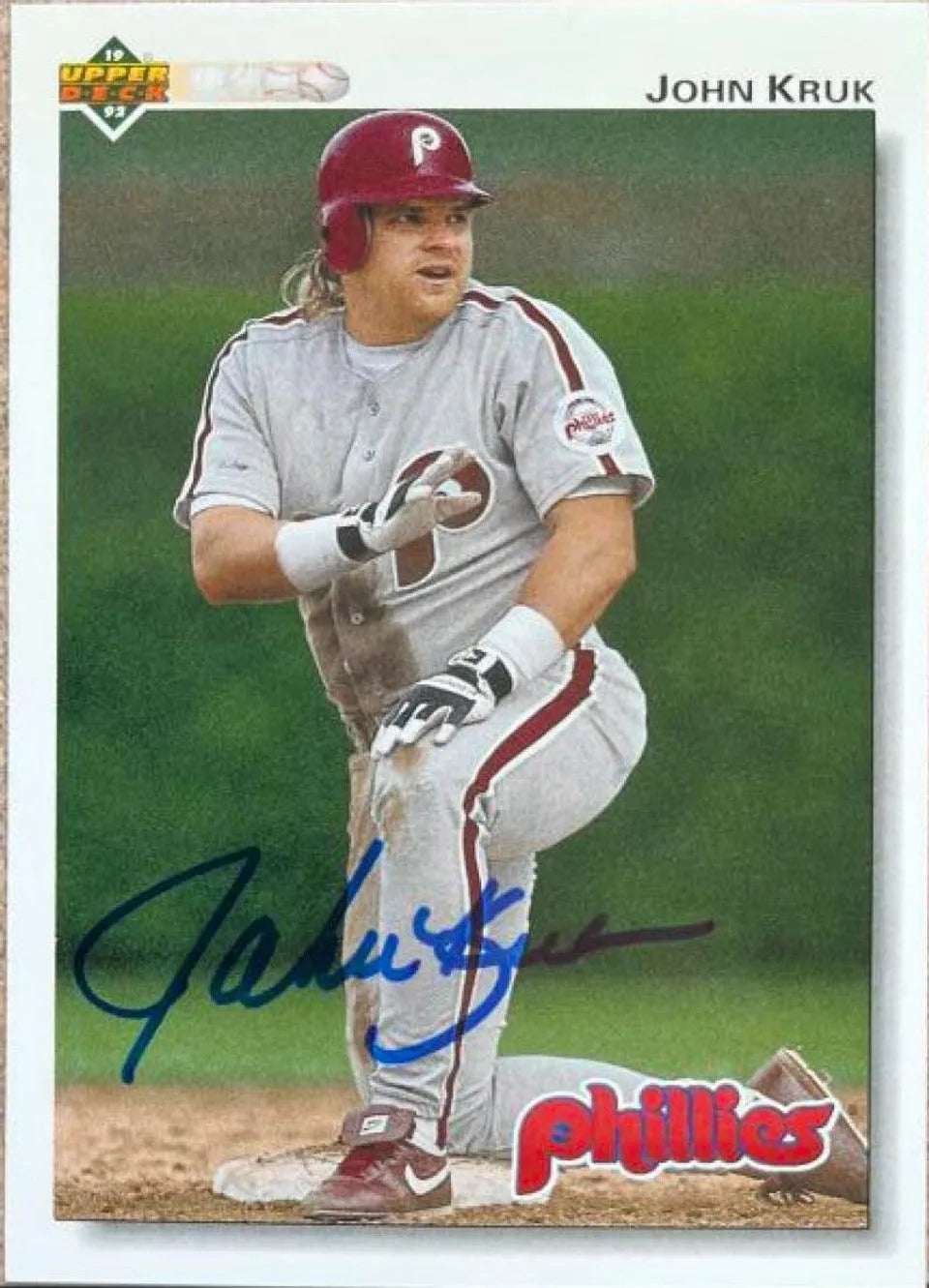 John Kruk Signed 1992 Upper Deck Baseball Card - Philadelphia Phillies #326