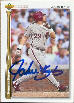 John Kruk Signed 1992 Upper Deck Home Run Heroes Baseball Card - Philadelphia Phillies
