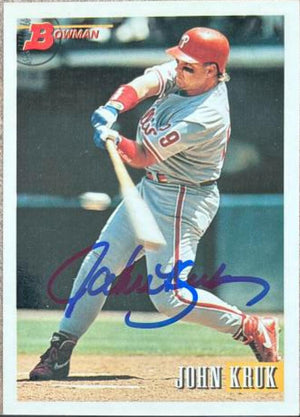 John Kruk Signed 1993 Bowman Baseball Card - Philadelphia Phillies