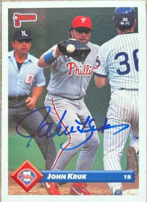 John Kruk Signed 1993 Donruss Baseball Card - Philadelphia Phillies