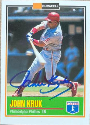 John Kruk Signed 1993 Duracell Power Players Baseball Card - Philadelphia Phillies