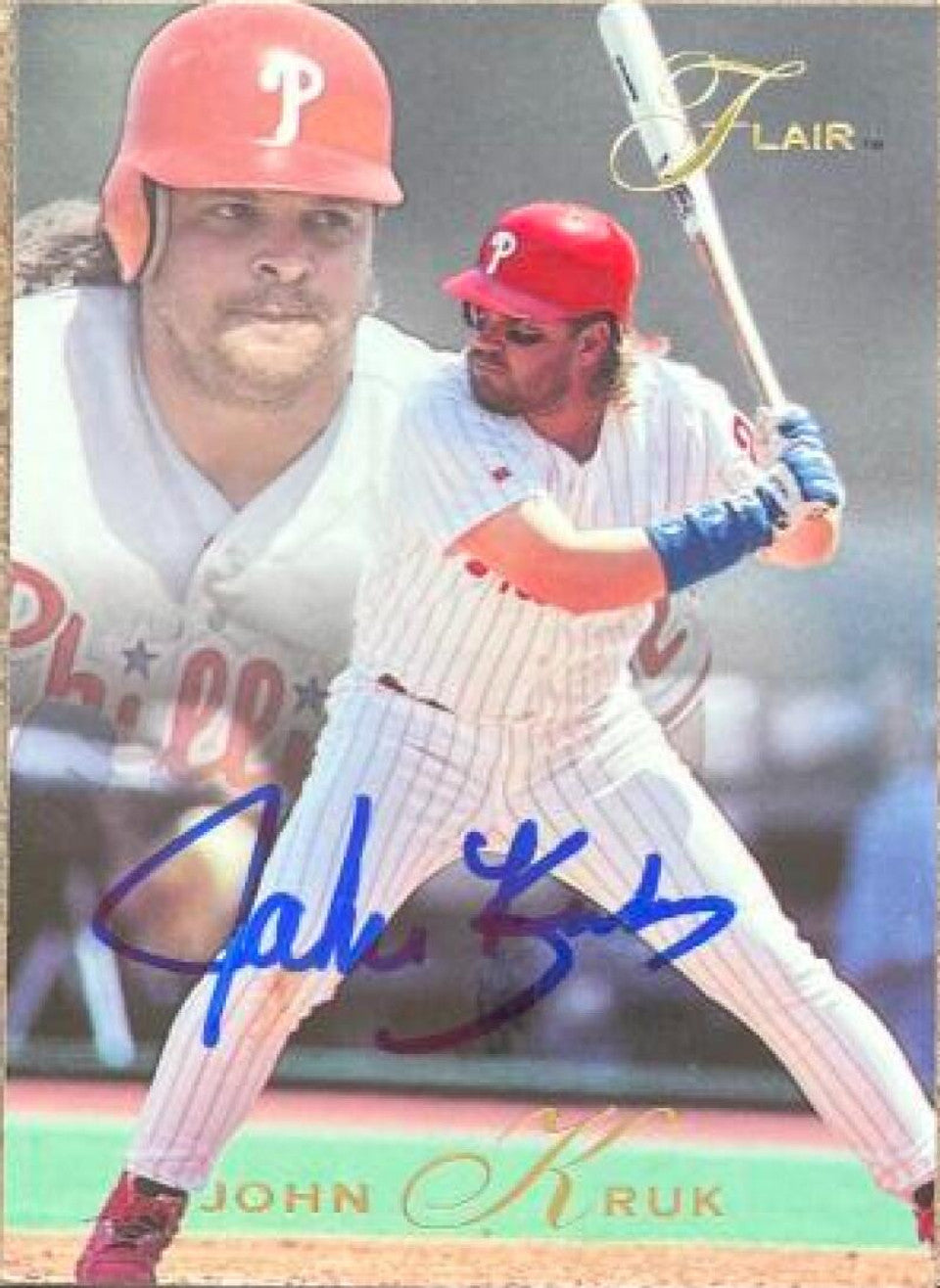John Kruk Signed 1993 Flair Baseball Card - Philadelphia Phillies