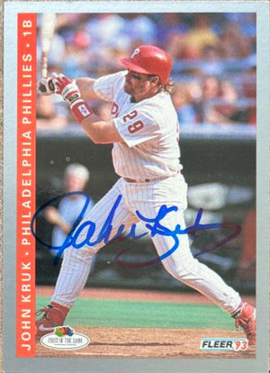 John Kruk Signed 1993 Fleer Fruit of the Loom Baseball Card - Philadelphia Phillies