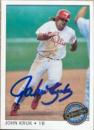 John Kruk Signed 1993 O-Pee-Chee Premier Baseball Card - Philadelphia Phillies