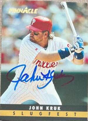 John Kruk Signed 1993 Pinnacle Slugfest Baseball Card - Philadelphia Phillies