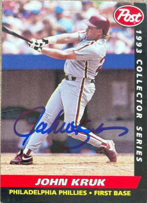 John Kruk Signed 1993 Post Cereal Baseball Card - Philadelphia Phillies