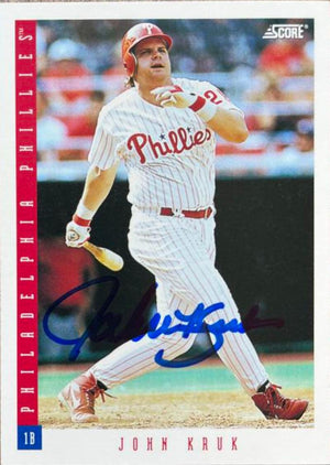 John Kruk Signed 1993 Score Baseball Card - Philadelphia Phillies