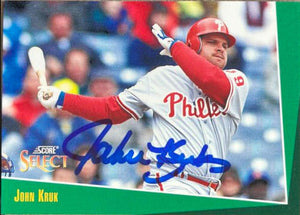 John Kruk Signed 1993 Score Select Baseball Card - Philadelphia Phillies #33