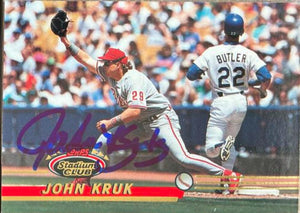 John Kruk Signed 1993 Stadium Club Baseball Card - Philadelphia Phillies