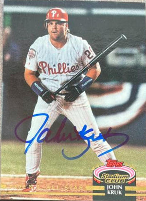 John Kruk Signed 1993 Stadium Club Murphy Baseball Card - Philadelphia Phillies