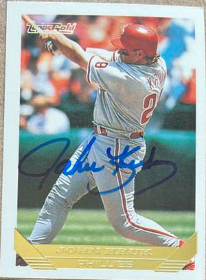 John Kruk Signed 1993 Topps Gold Baseball Card - Philadelphia Phillies