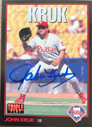 John Kruk Signed 1993 Triple Play Baseball Card - Philadelphia Phillies