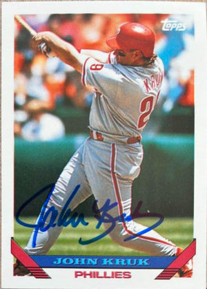 John Kruk Signed 1993 Topps Baseball Card - Philadelphia Phillies