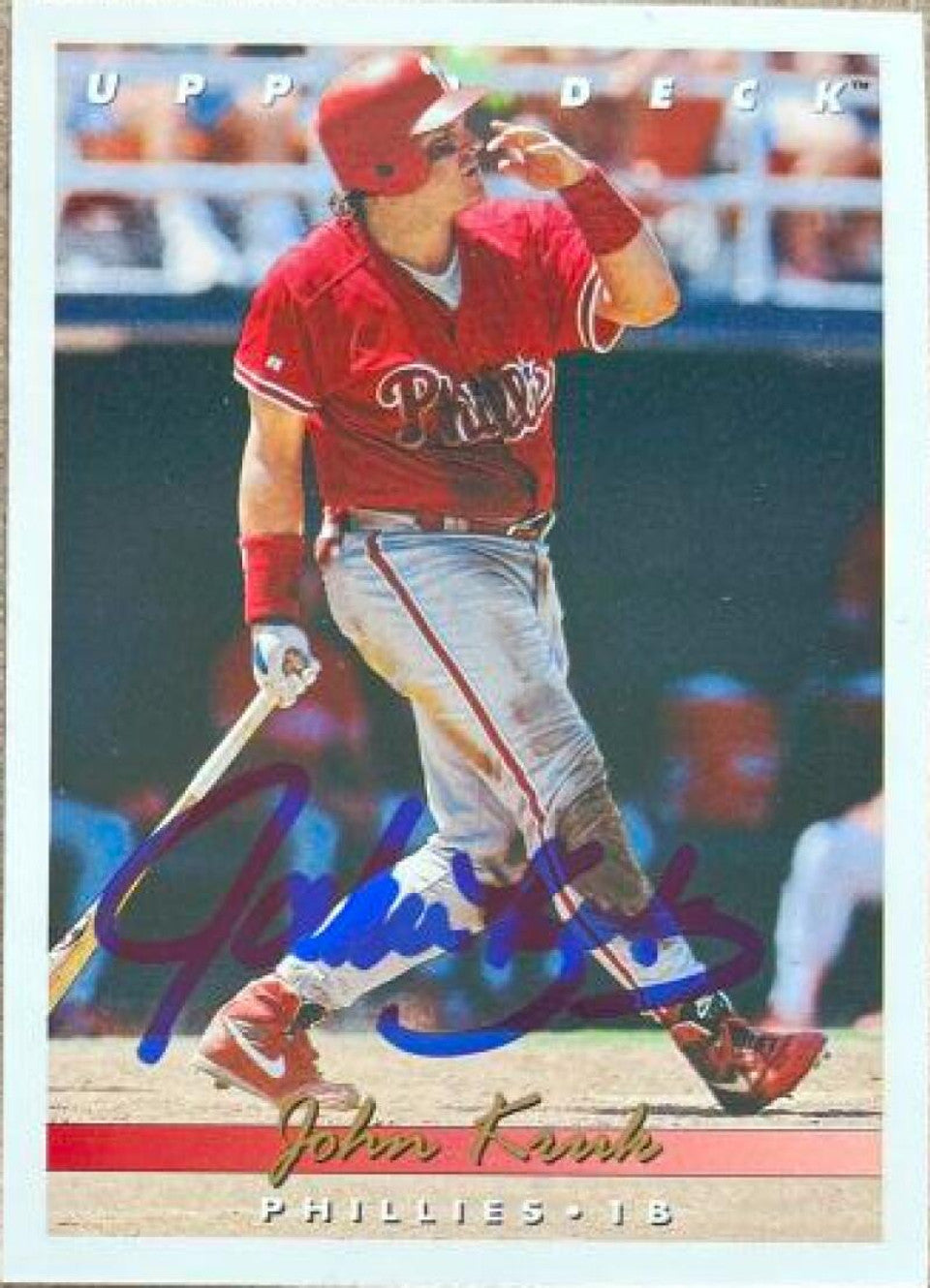 John Kruk Signed 1993 Upper Deck Baseball Card - Philadelphia Phillies