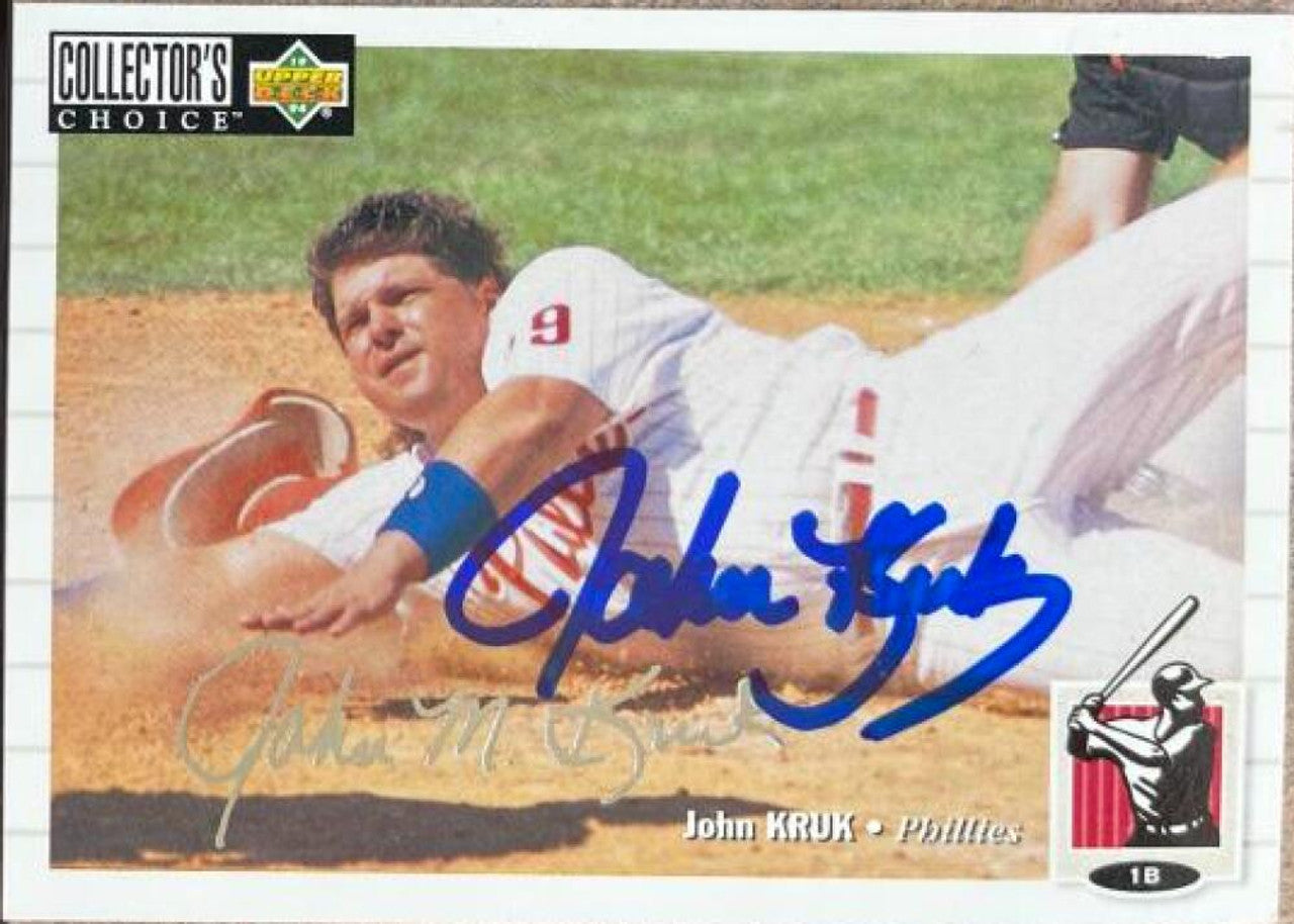 John Kruk Signed 1994 Collector's Choice Silver Signature Baseball Card - Philadelphia Phillies