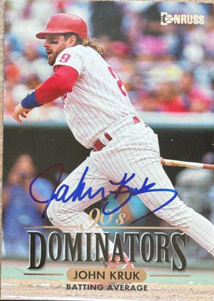 John Kruk Signed 1994 Donruss Dominators Jumbo Baseball Card - Philadelphia Phillies