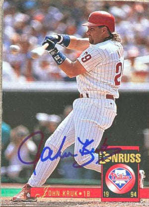 John Kruk Signed 1994 Donruss Baseball Card - Philadelphia Phillies
