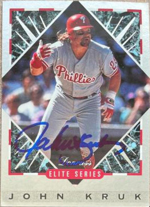 John Kruk Signed 1994 Donruss Elite Baseball Card - Philadelphia Phillies