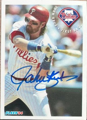 John Kruk Signed 1994 Fleer Atlantic Gas Baseball Card - Philadelphia Phillies