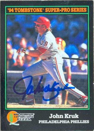 John Kruk Signed 1994 Score Tombstone Pizza Super-Pro Series Baseball Card - Philadelphia Phillies