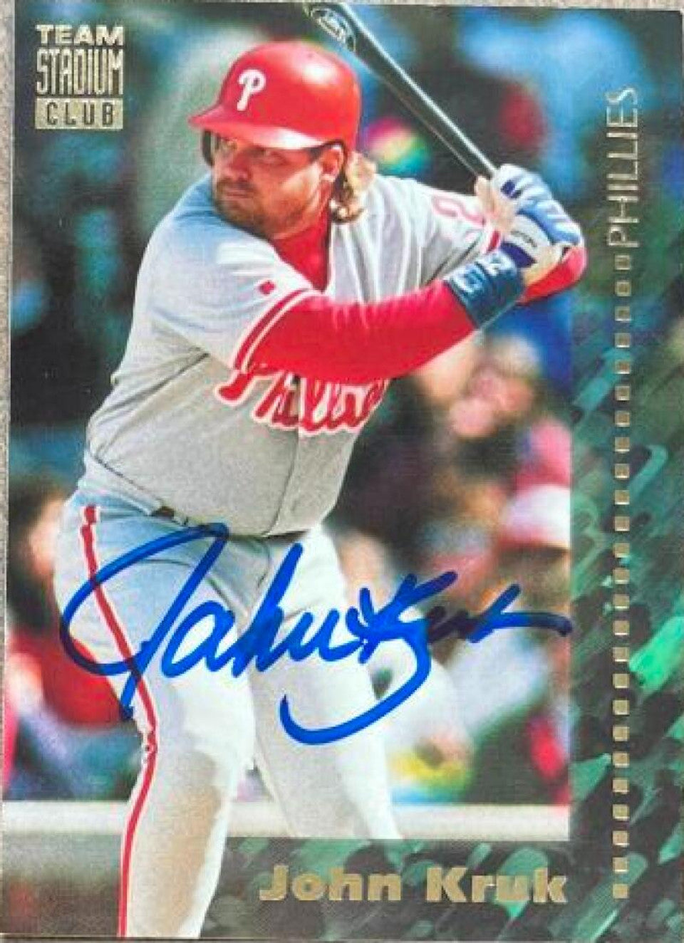 John Kruk Signed 1994 Stadium Club Team Baseball Card - Philadelphia Phillies