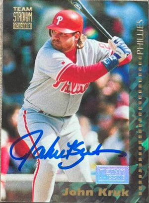 John Kruk Signed 1994 Stadium Club Team First Day Issue Baseball Card - Philadelphia Phillies