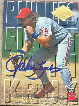 John Kruk Signed 1994 Fleer Ultra Phillies Finest Baseball Card - Philadelphia Phillies #7
