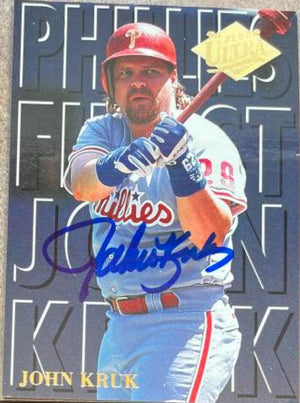 John Kruk Signed 1994 Fleer Ultra Phillies Finest Baseball Card - Philadelphia Phillies #9