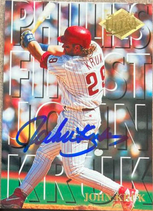 John Kruk Signed 1994 Fleer Ultra Phillies Finest Baseball Card - Philadelphia Phillies #16