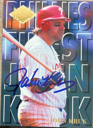 John Kruk Signed 1994 Fleer Ultra Phillies Finest Baseball Card - Philadelphia Phillies #17