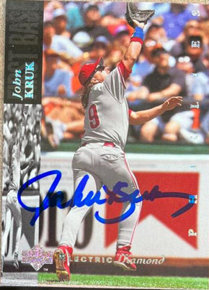 John Kruk Signed 1994 Upper Deck Electric Diamond Baseball Card - Philadelphia Phillies #410