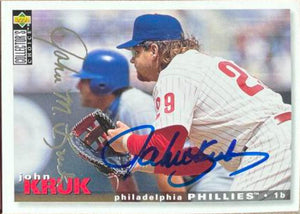 John Kruk Signed 1995 Collector's Choice Silver Signature Baseball Card - Philadelphia Phillies