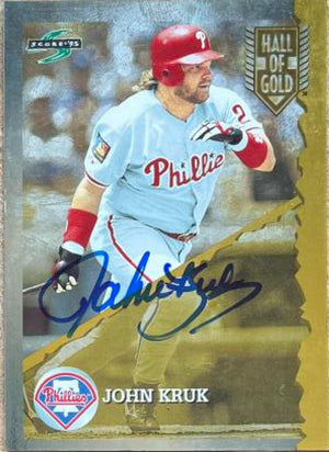 John Kruk Signed 1995 Score Hall of Gold Baseball Card - Philadelphia Phillies
