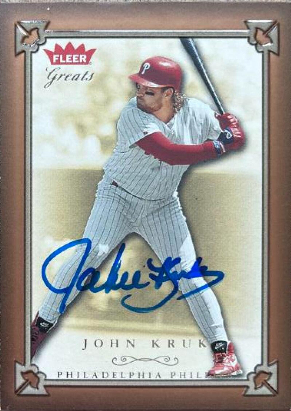 John Kruk Signed 2004 Fleer Greats of the Game Baseball Card - Philadelphia Phillies