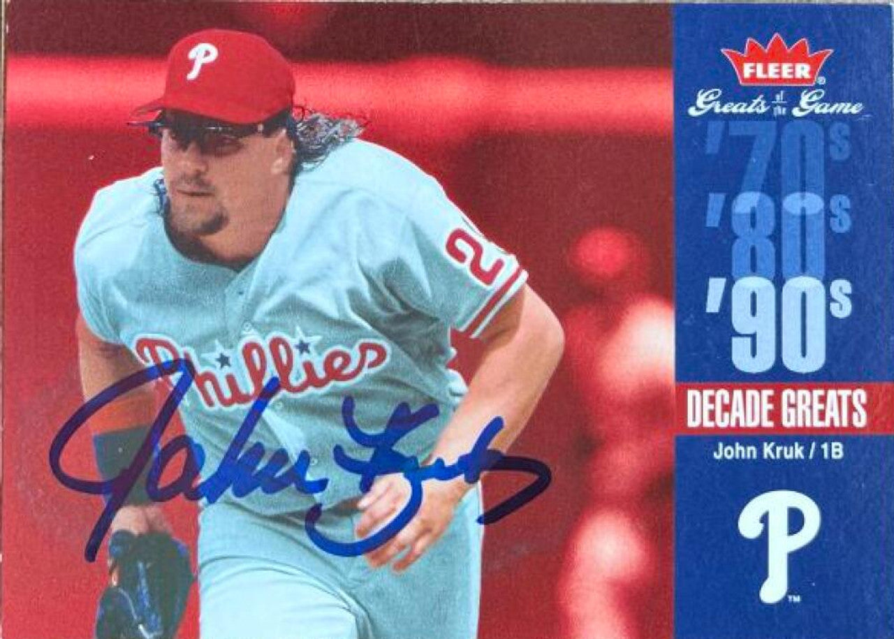 John Kruk Signed 2006 Fleer Greats of the Game Decade Greats Baseball Card - Philadelphia Phillies