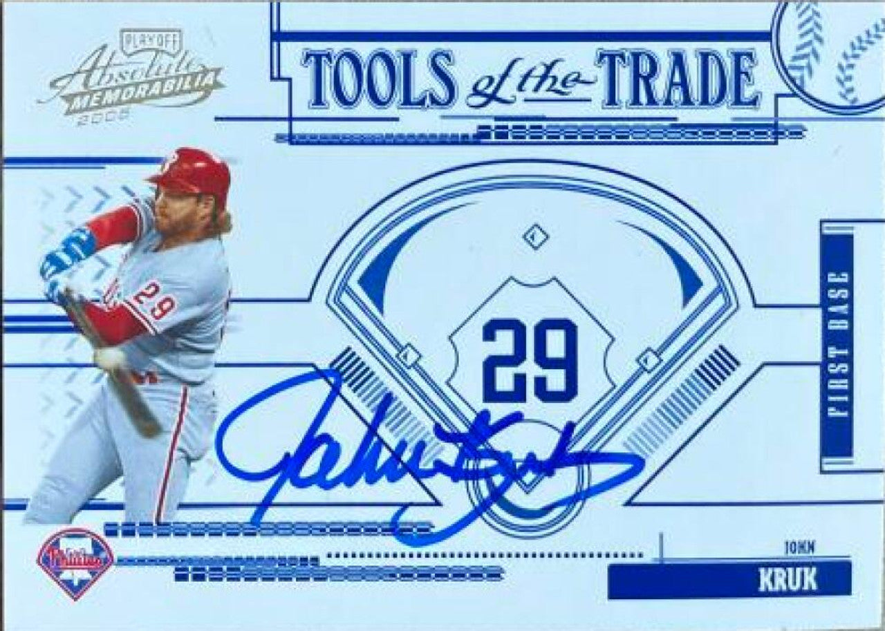John Kruk Signed 2005 Playoff Absolute Memorabilia Tools of the Trade Baseball Card - Philadelphia Phillies
