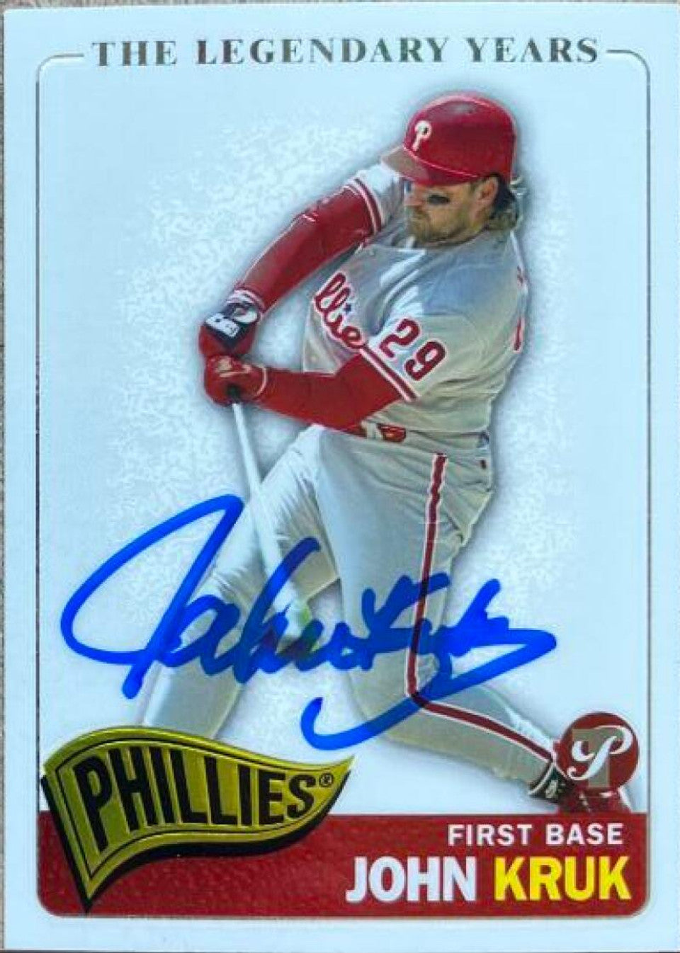 John Kruk Signed 2005 Topps Pristine Legends Baseball Card - Philadelphia Phillies