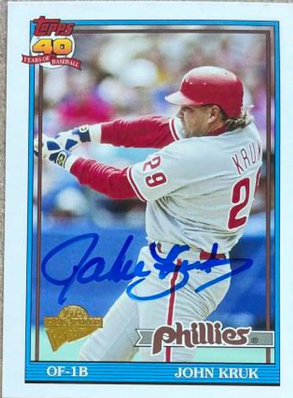 John Kruk Signed 2005 Topps All-Time Fan Favorites Baseball Card - Philadelphia Phillies